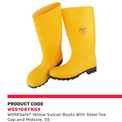 *WORKSafe Yellow PVC Vulcan Boots With Steel Toe Cap and Midsole