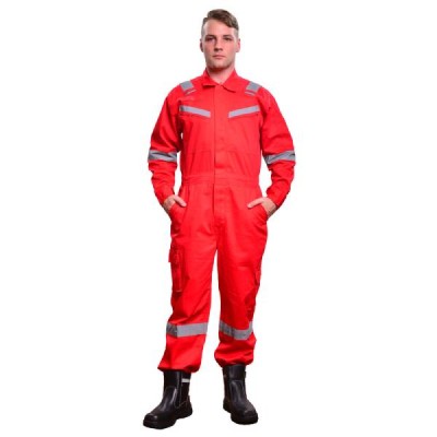 Arrowman 100% Preshrunk Cotton 240gsm Red Coverall c w 2" Silver Reflectors, Size S