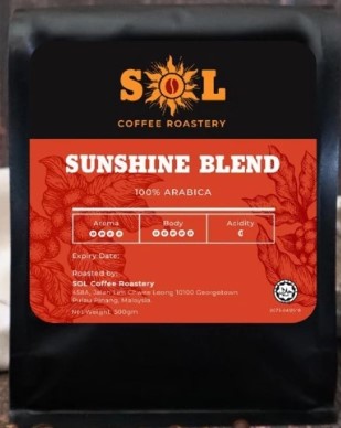 100% ARABICA COFFEE BEAN (SOL SUNSHINE BLEND) - FRESHLY ROASTED 250G