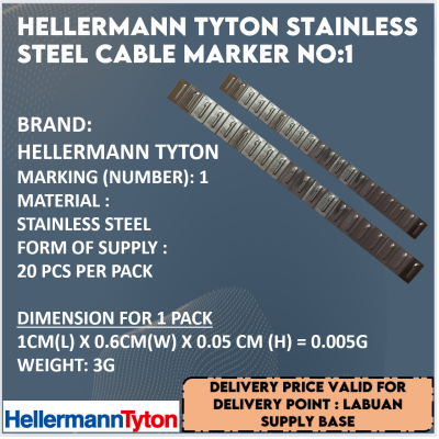 HELLERMANN STAINLESS STEEL MARKER NUMBER: 1