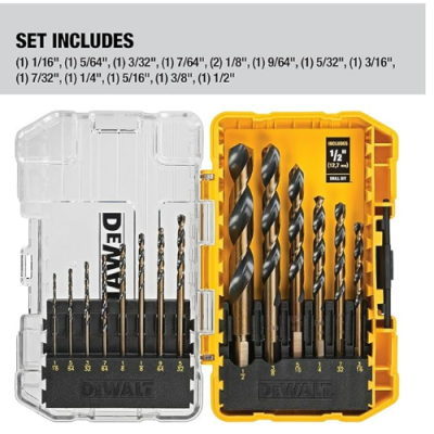 DEWALT Drill Bit Set, 14-Piece, 135 Degree Split Point, For Plastic, Wood and Metal (DWA1184)