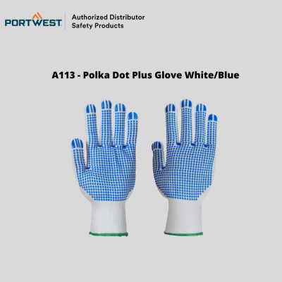 Portwest A113 - Polka Dot Plus Glove White Blue