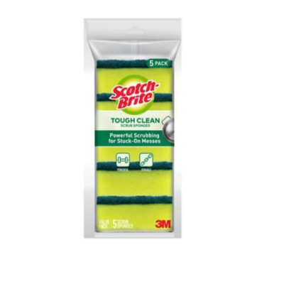 3M Scotch-Brite Sponge with Scouring Pad - Pack of 5