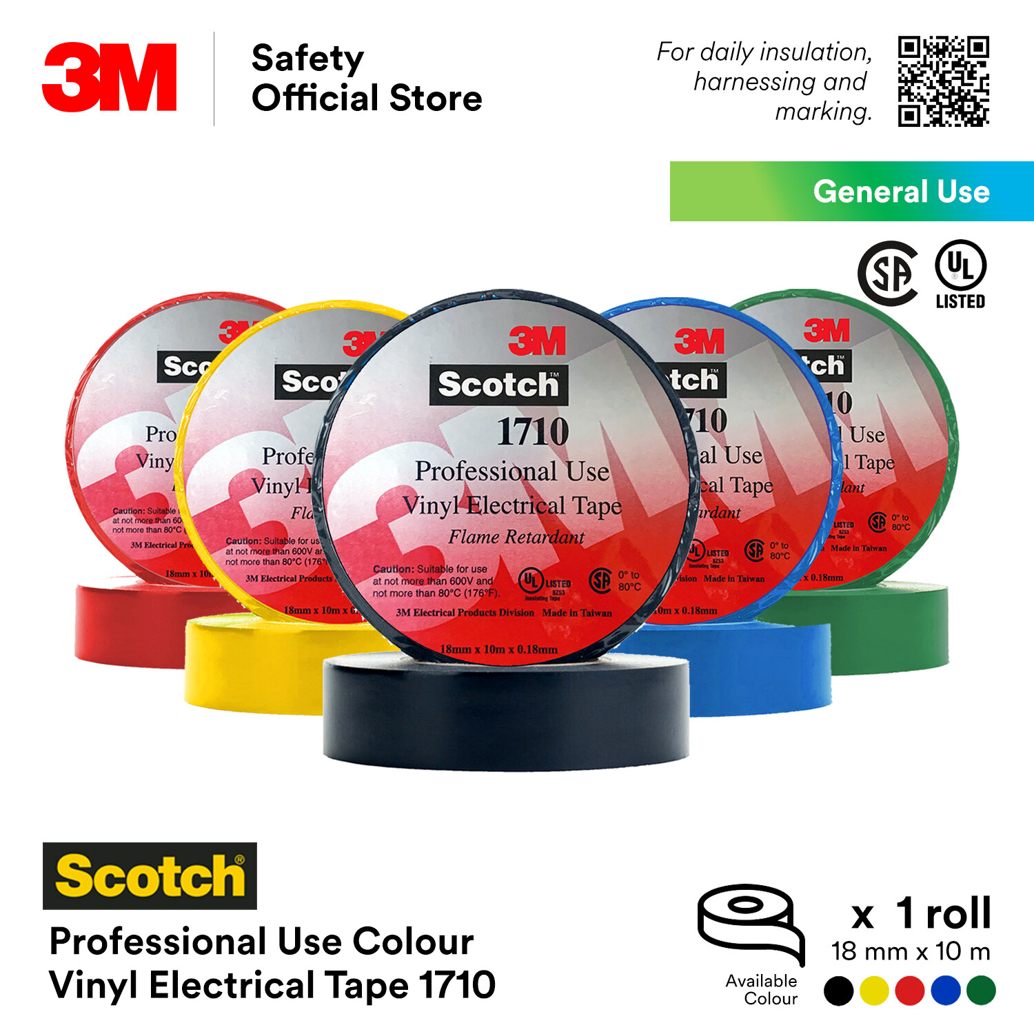 3M Scotch 1710 Colour Vinyl Electrical Tape