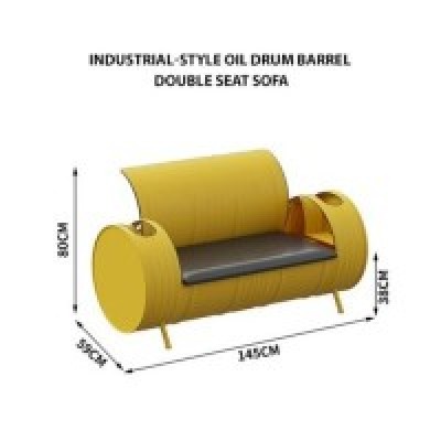 Double Seat + Industrial-style Oil Drum Barrel Seat Sofa