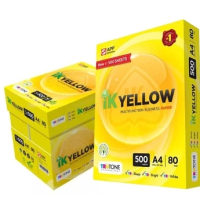 A4 Paper Indah Kiat Paper IK Yellow A4 Kertas 80gsm Copier Paper (500's Ream)-5 Ream