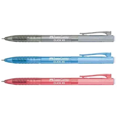 FABER-CASTELL CLICK X5 (XF) 0.5MM BALL POINT PEN (BLACK BLUE RED)