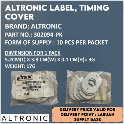 ALTRONIC LABEL, TIMING COVER  (302094-PK)