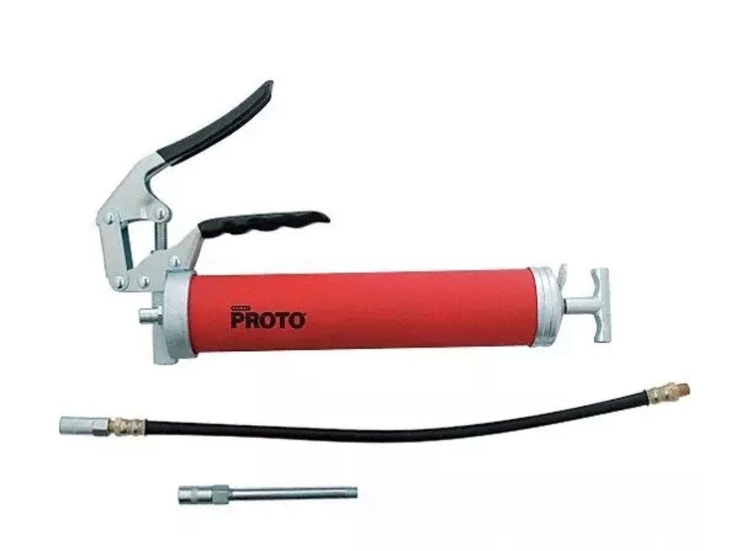 PROTO GREASE GUN PISTOL GRIP c  /  w FLEXIBLE 18"" HOSE 6" METAL SPOUT 16 OZ. BULK FILL 14OZ CARTRIDGE 0  /  P 3600 PSI FC33HD