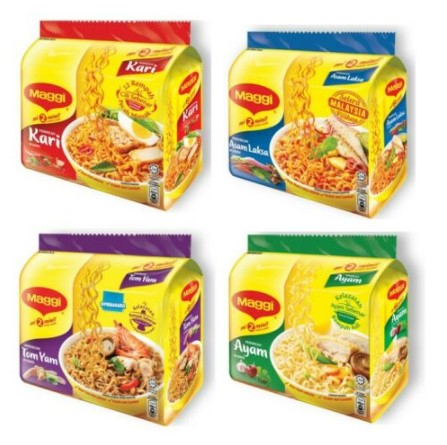 Maggi kari  /  ayam  /  tomyam  /  asamlaksa instant noodles 5x77g-80g