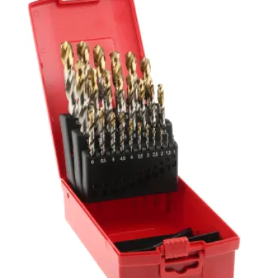 Dormer 25-Piece Twist Drill Bit Set for Multi-Material, 13mm Max, 1mm Min, HSS-TiN Bits A095204