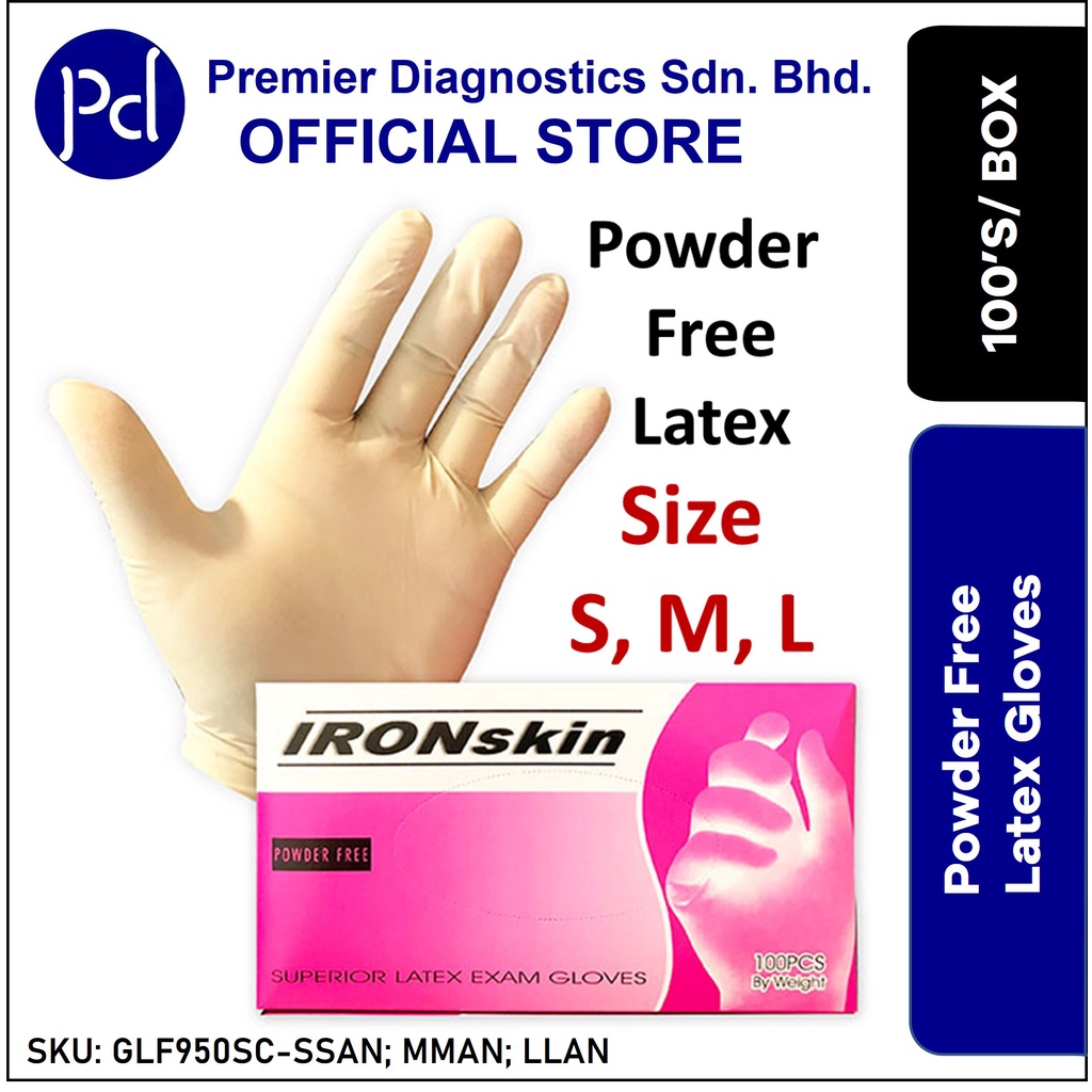 Ironskin Powder Free Gloves (Size M, L)