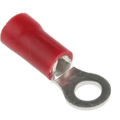 "RS PRO Insulated Ring Terminal, M3.5 Stud Size,  0.5mm to 1.5mm Wire Size, Red Stock no: 534-222"