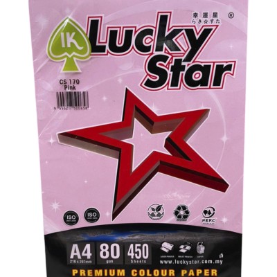 LUCKY STAR A4 COLOUR PAPER 80GSM PINK