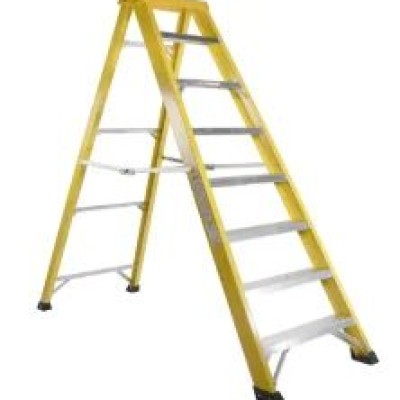 RS PRO Fibreglass 8 steps Step Ladder, 2.1m platform height