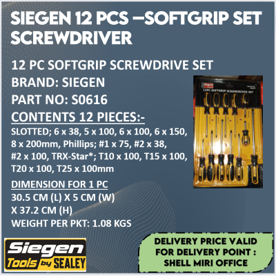 SIEGEN S0616 12 PCS SOFTGRIP SET SCREWDRIVER