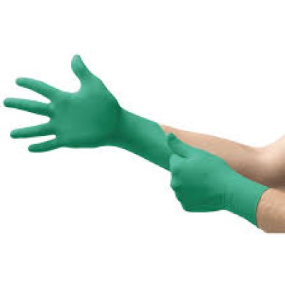 ANSELL 92600090, GREEN nitrile gloves for chemical splash protection, 240 mm length, size LARGE, powder-free, 100 gloves per dispenser