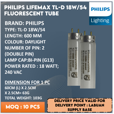 PHILIPS LIFEMAX TL-D 18W 54 FLUORESCENT LAMP