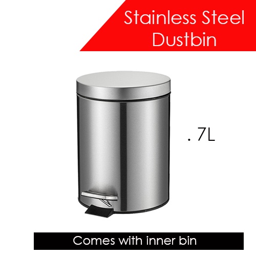 Stainless steel Foot Pedal Trash Bin-  7L High Quality