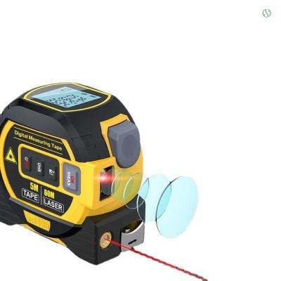 3 in 1 Laser Rangefinder 5m Tape Measure Tape Ruler LCD Display with Distance