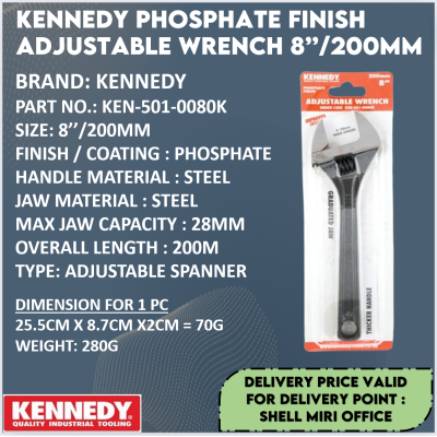 KENNEDY KEN-501-0080K PHOSPHATE FINISH ADJUSTABLE WRENCH