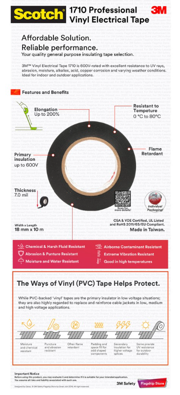 3M Scotch 1710 Colour Vinyl Electrical Tape