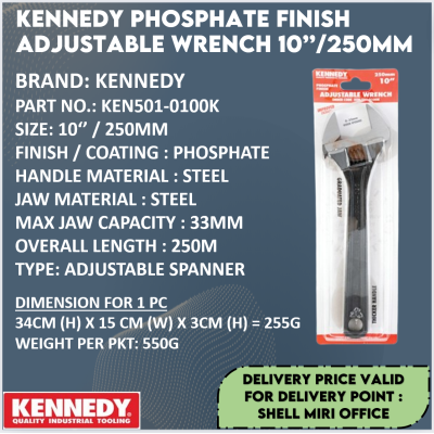 KENNEDY KEN501-0100K  ADJ WRENCH 10'(PHOSPHATED)