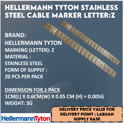 HELLERMANN STAINLESS STEEL MARKER LETTER: Z