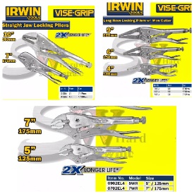 Locking Pliers 3 Pc Set with One-Handed Operation and Adjustable Srew