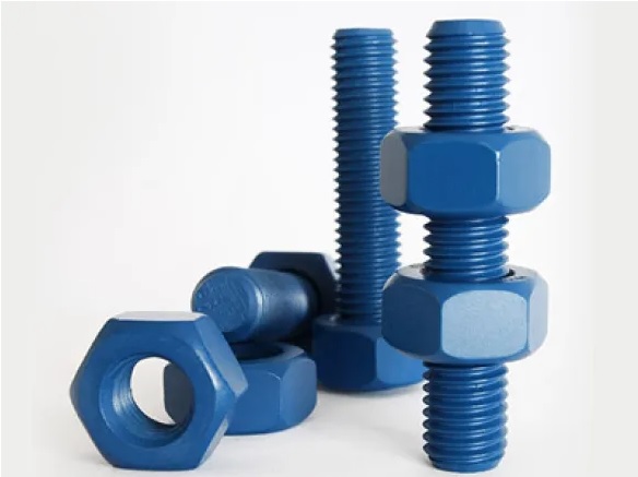 ASTM A193 B7 STUDBOLT C  /  W 2 PCS A194 2H HEX NUTS WITH ZINC NICKEL + XYLAN 1070 BLUE COATED SIZE: 3  /  4"-10UNC X 120MM