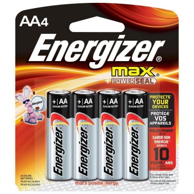 ENERGIZER BATTERY, Alkaline size AA (1.5V), CARD OF 4 PCS