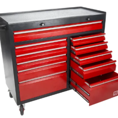 RS PRO 11 drawer Steel Wheeled Tool Chest, 985mm x 450mm x 1085mm [P N:833-5916]