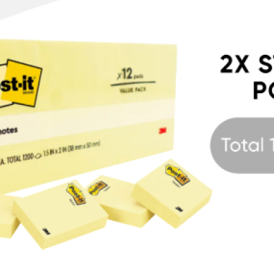 3M Post-it Super Sticky Original Notes Canary Yellow 1.5x2 [100s x 12 Pads] SINGLE PACK