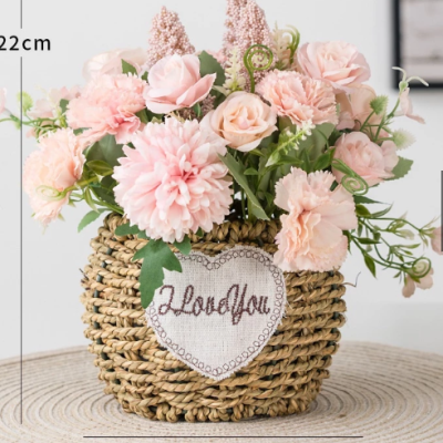 Artificial Potted Flower - soft pink roses (F-1)