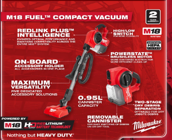 Milwaukee M18 FCVL-501 FUEL Compact Vacuum   /   Vacuum Cleaner