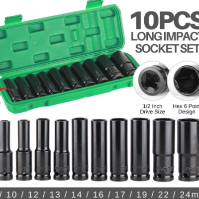 IMPACT WRENCH SOCKET SET HEXAGON, DRIVE: 1 2"WRENCH SOCKET SIZE: 10MM  24MM, 78.0 MM LENGTH