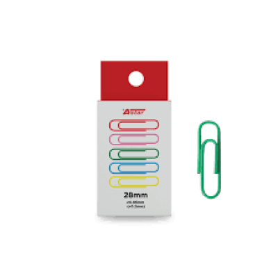 CLIP- COLOUR PAPER CLIP, ASTAR PC28C 28MM 100'S BX