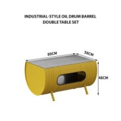 Double Set Table + Industrial-style Oil Drum Barrel Seat Sofa