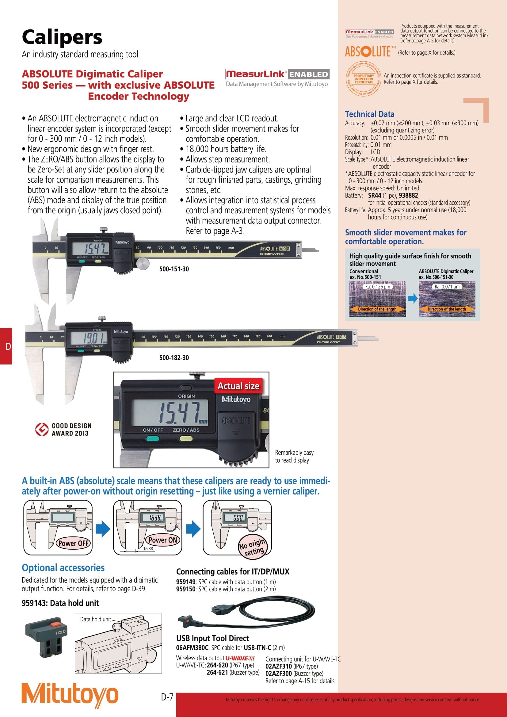 500-196-30 MITUTOYO DIGIMATIC CALIPER W  /  O SPC OUTPUT, RANGE:6''  /  150MM, RESOLUTION:0.01MM