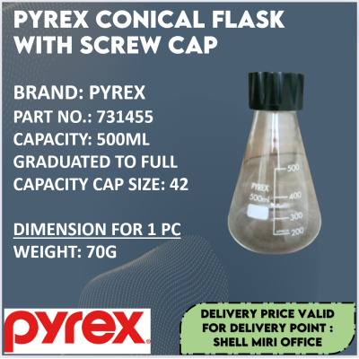 PYREX 731455 CONICAL FLASK WITH SCREW CAP