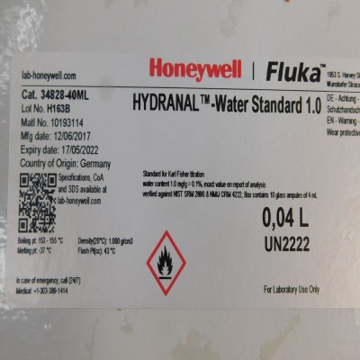 Honeywell HYDRANAL - Water Standard 1.0 [6 x (10 x 4ml) - 6 boxes of 10ampoules]