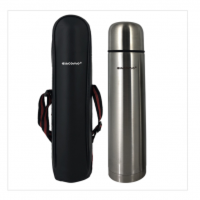 1L STAINLESS STEEL VACUUM INSULATED FLASK @POUCH