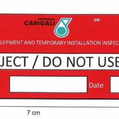 CUSTOMIZED PORTABLE EQUIPMENT AND TEMPORARY INSTALLATION INSPECTION STICKER (3.5CMX7CM)