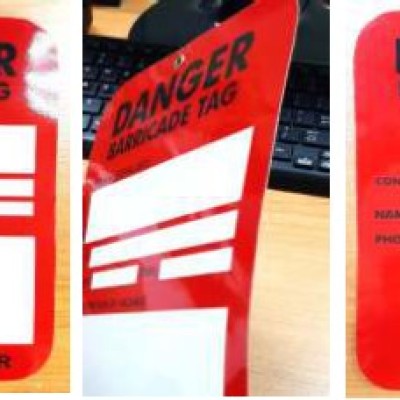 Barricade Tag. Danger  Red ( Thick glossy paper with lamination)