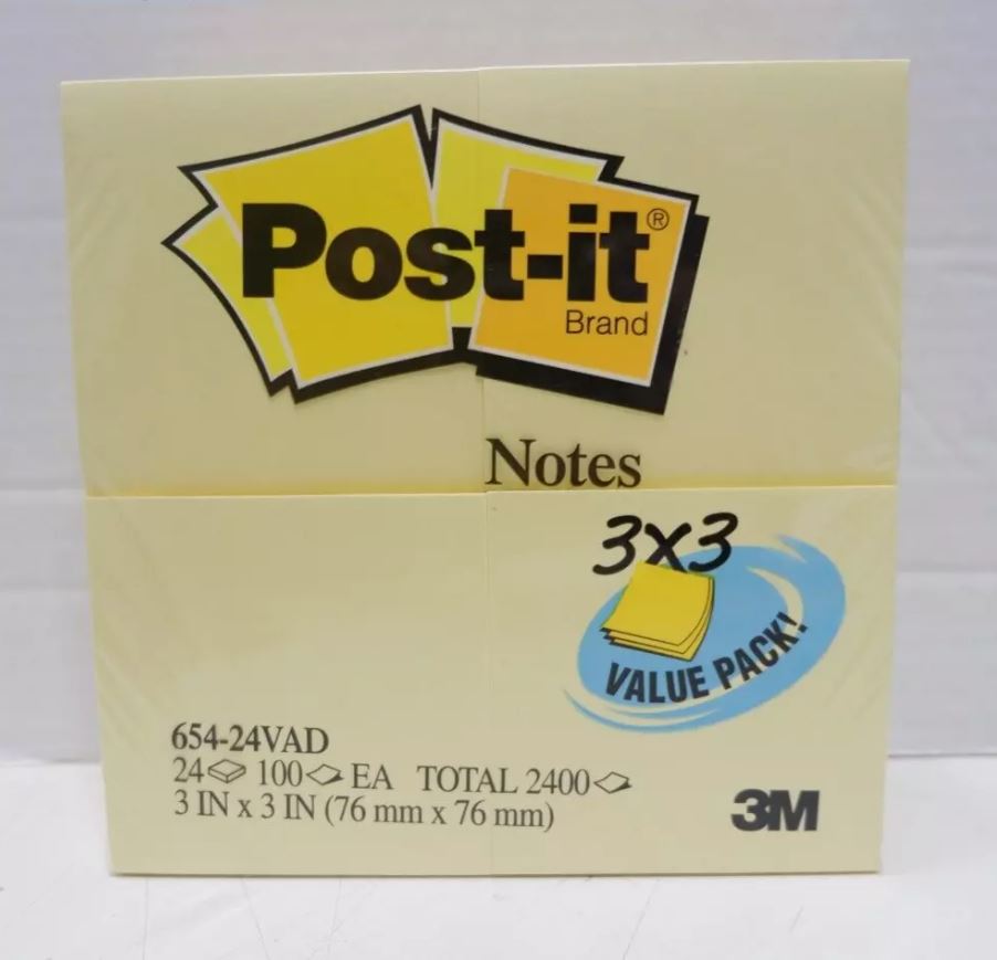 3M Post-it Notes - Yellow 3x3 consist of 100sheets  /  pad (24pads  /  packet)