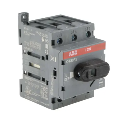 ABB 3P Pole DIN Rail Isolator Switch - 80A Maximum Current, 37kW Power Rating, IP20 (Part No : OT80F3 1SCA105798R1001)