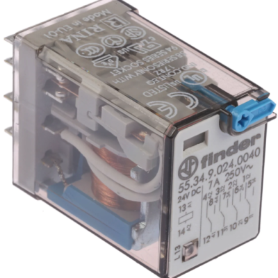 FINDER 55.34.9.024.0040 Finder Plug In Power Relay, 24V dc Coil, 7A Switching Current, 4PDT