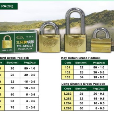 TRICIRCLE L263 BRASS PADLOCK SIZE 32MM