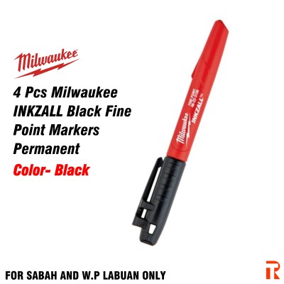 Milwaukee INKZALL Black Fine Point Markers Permanent (4 Pcs)