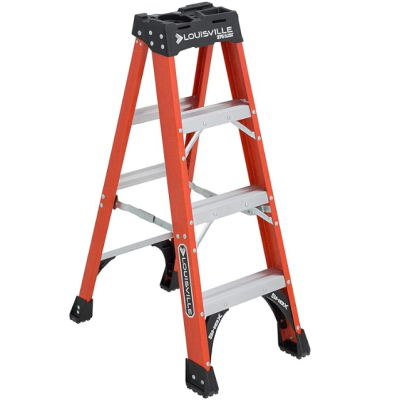 LOUISVILLE FS1404HD Stepladder Fiberglass 4 Feet Height 375 Lb Cap